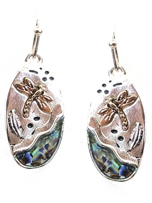 ( U420 ) BRINCO DE LIBÉLULA DE ABALONE DE JARDIM por atacado de Jewelry Max