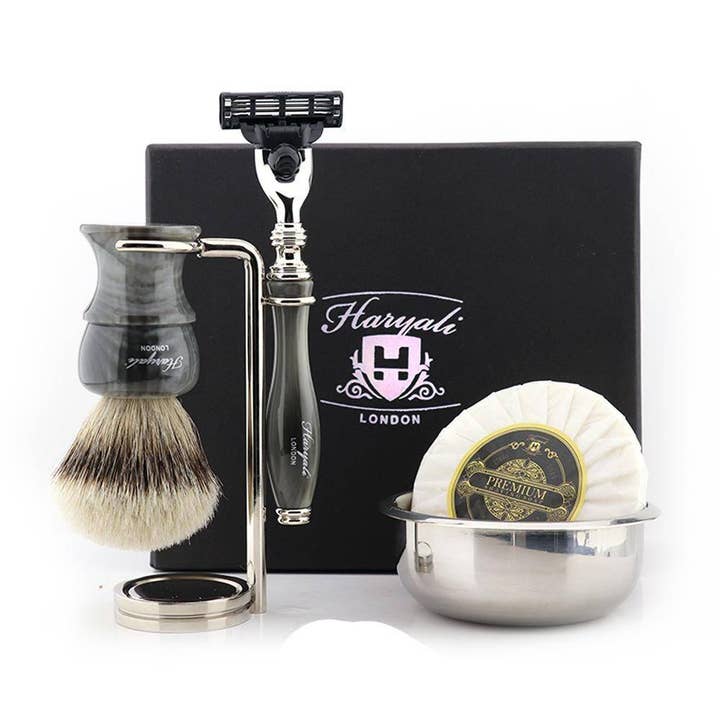 Haryali's Glory Range Silvertip Badger Hair Shaving Kit for wholesale by Haryali London