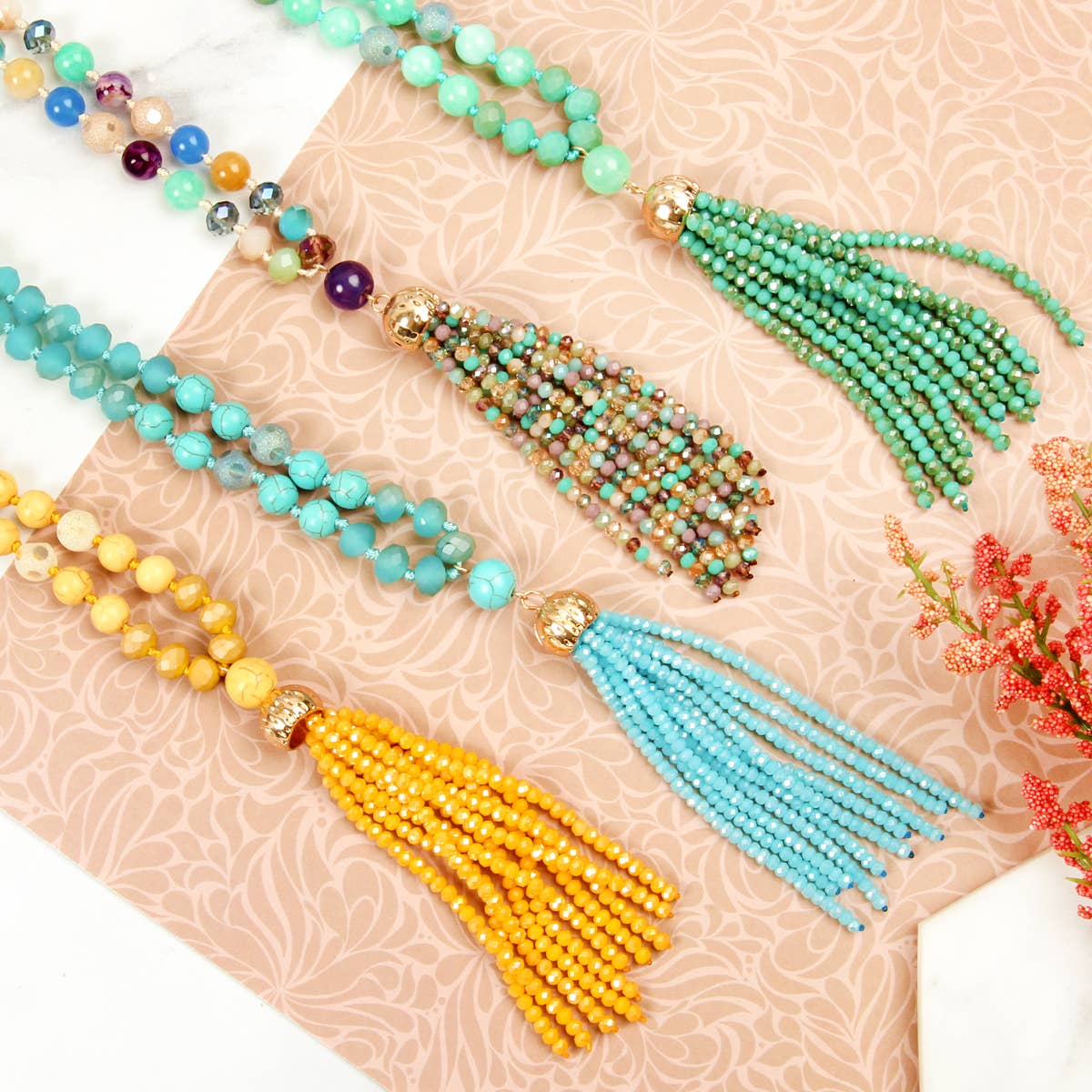 MYS Wholesale Inc - Wholesale Pendant/Charm Necklace - Rondelle Tassel Pendant With Polycord Necklace23