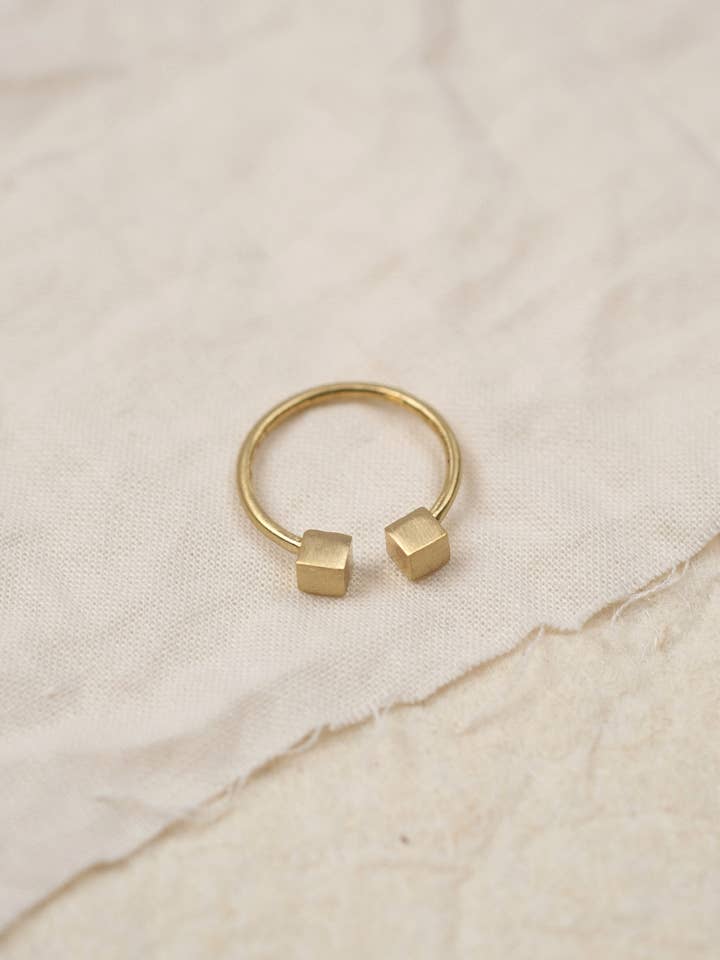 CUBE RING//Sustainable jewelry, brass, gold, simple for wholesale by BRASSCAKE Jewelry
