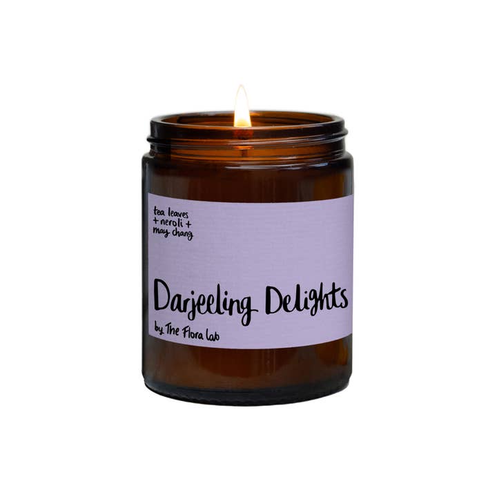 The Flora Lab | Hand Poured Natural-Wax Candles - Wholesale Jar/Filled Candle - Darjeeling Delights Soy Wax Candle | Purple | Luxury Gift7