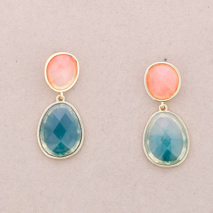 La Cuerda De Sol - Wholesale Snap Jewelry - Double Resin Metal Earrings