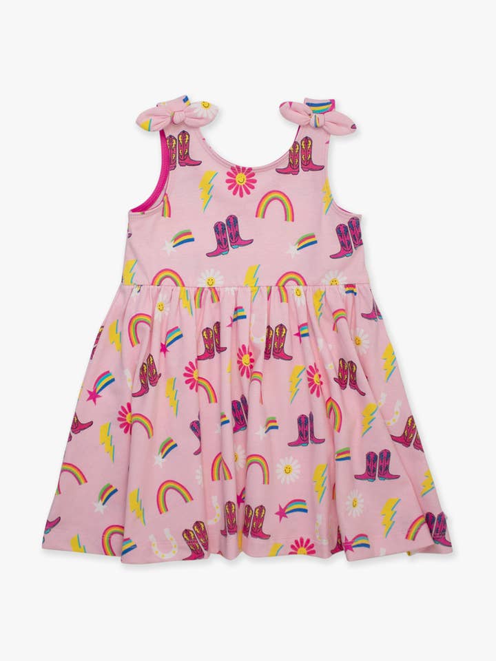 Pink Girls Cowgirl Cutie Knit Tie Shoulder Twirl Dress
for wholesale on Faire3