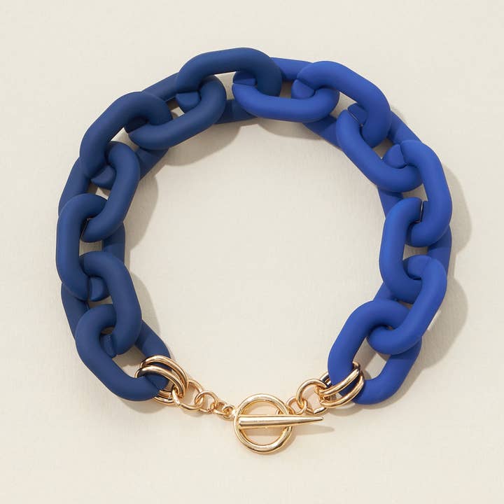 Frem - Wholesale Link & chain bracelet - Chunky Colorful Chain Link Bracelet with Gold Clasp