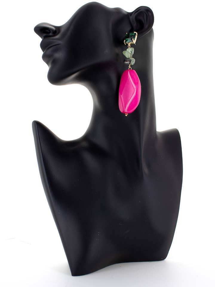 Ophelia Earrings - Stone, Gemstone, Semi Precious, Statement for wholesale by Rush Style