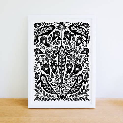 Folk Art Narwhal Print - A5 or A4 for wholesale by Wensdi Made