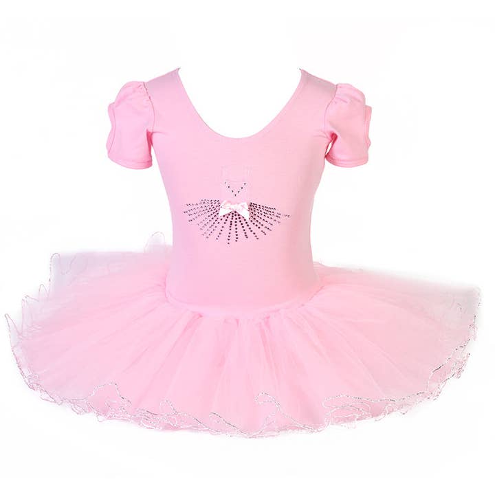 Pink Rhinestone Dress Silver Trim Ballet Dress for wholesale by Wenchoice
