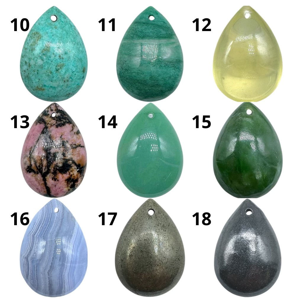 Foliesbijoux - Wholesale Individual Charm/Pendant - Drop-shaped pendant pierced in front (47 different stones) (bail not included)2