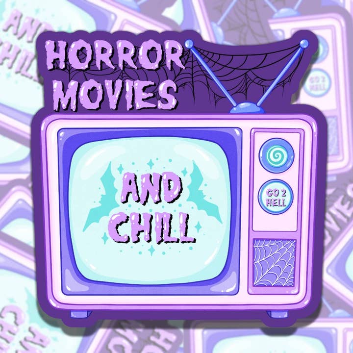 Autocollant en vinyle imperméable Chill and Horror Movies pour la vente par Sticky Sadness Designs