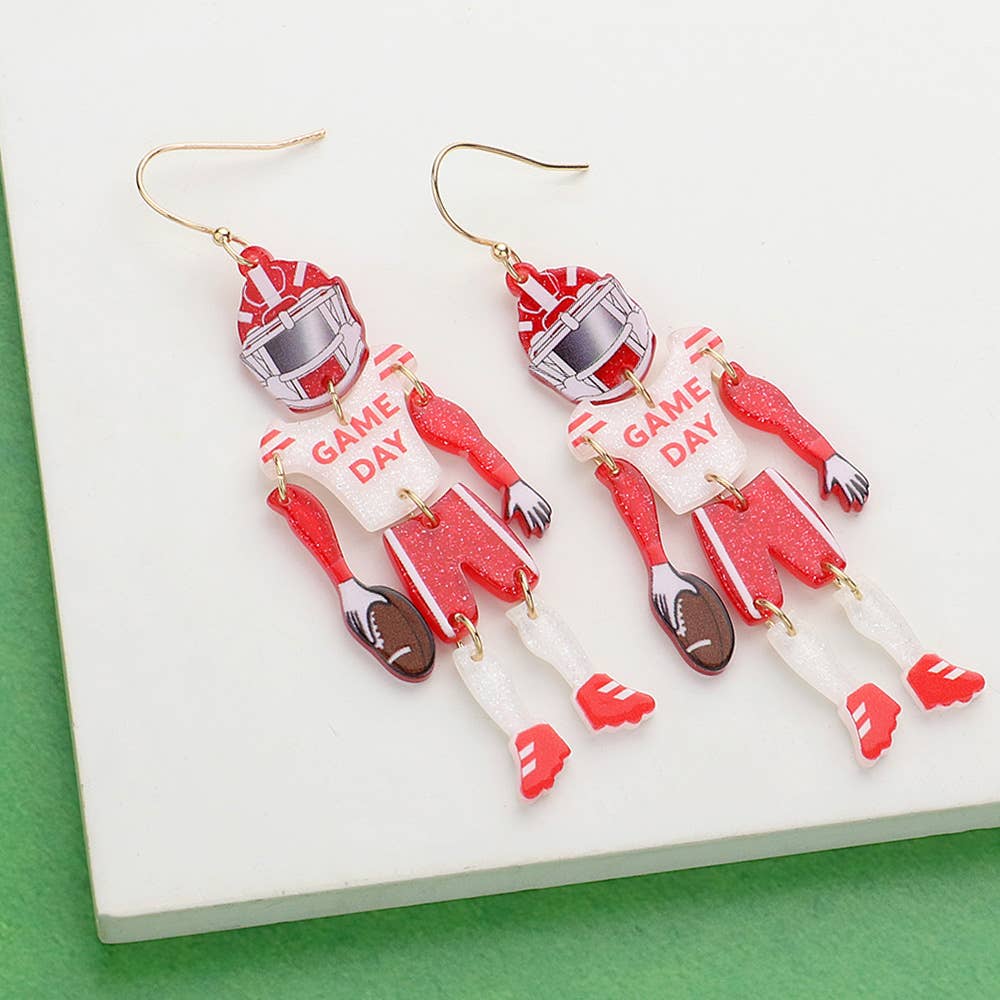 Sensibling Corp. – wholesale Dangle earrings – Resin GAME DAY Football Player Dangle Earrings18