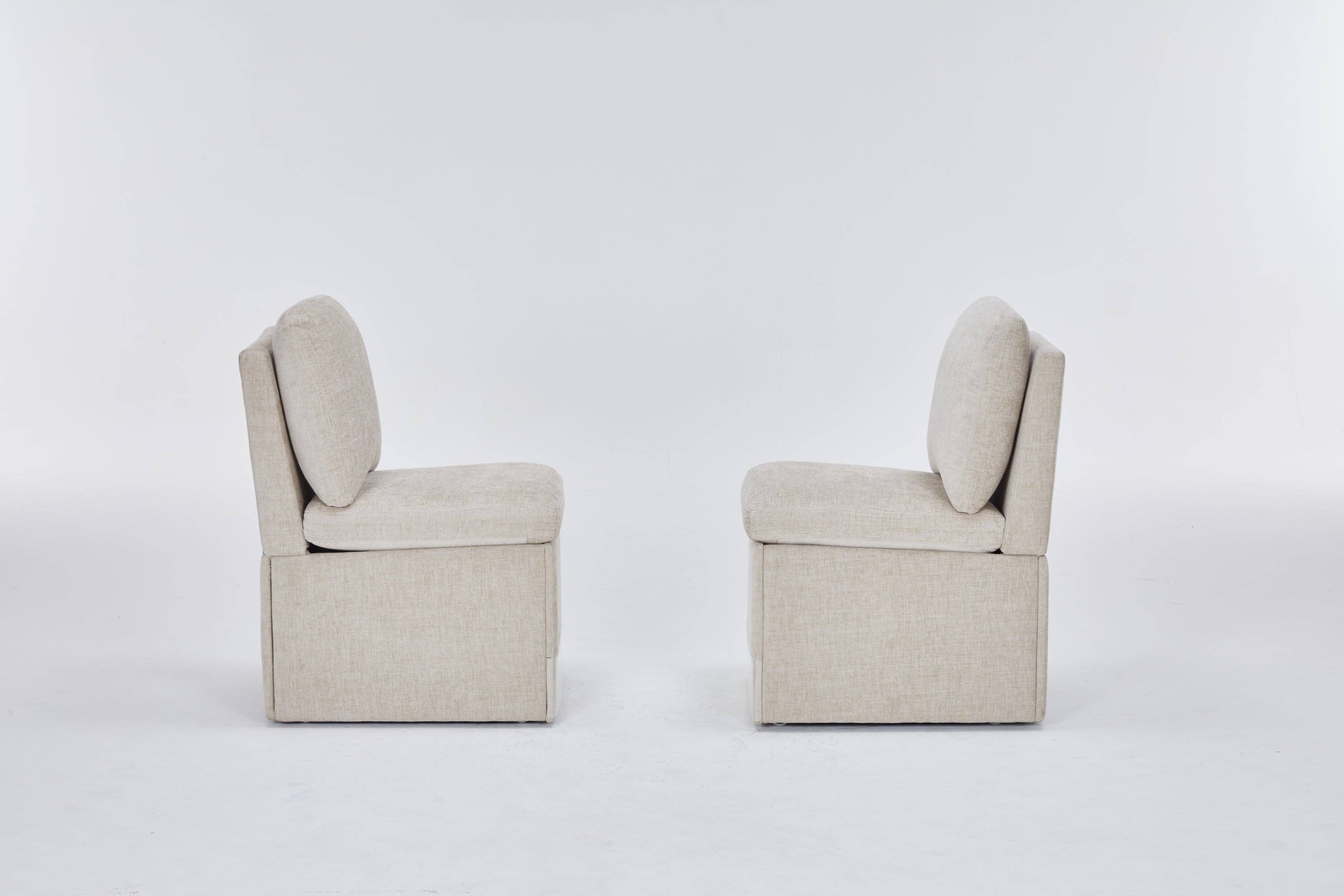 39F Inc. - Wholesale Chair - Set of 2 Linen Upholstered Storage Dining Chairs with Caster6