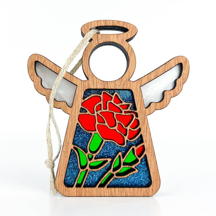 Carnation Ornament | 3.5" (H) Angel Figurine | Mother's Angels® for wholesale by Forged Flare®