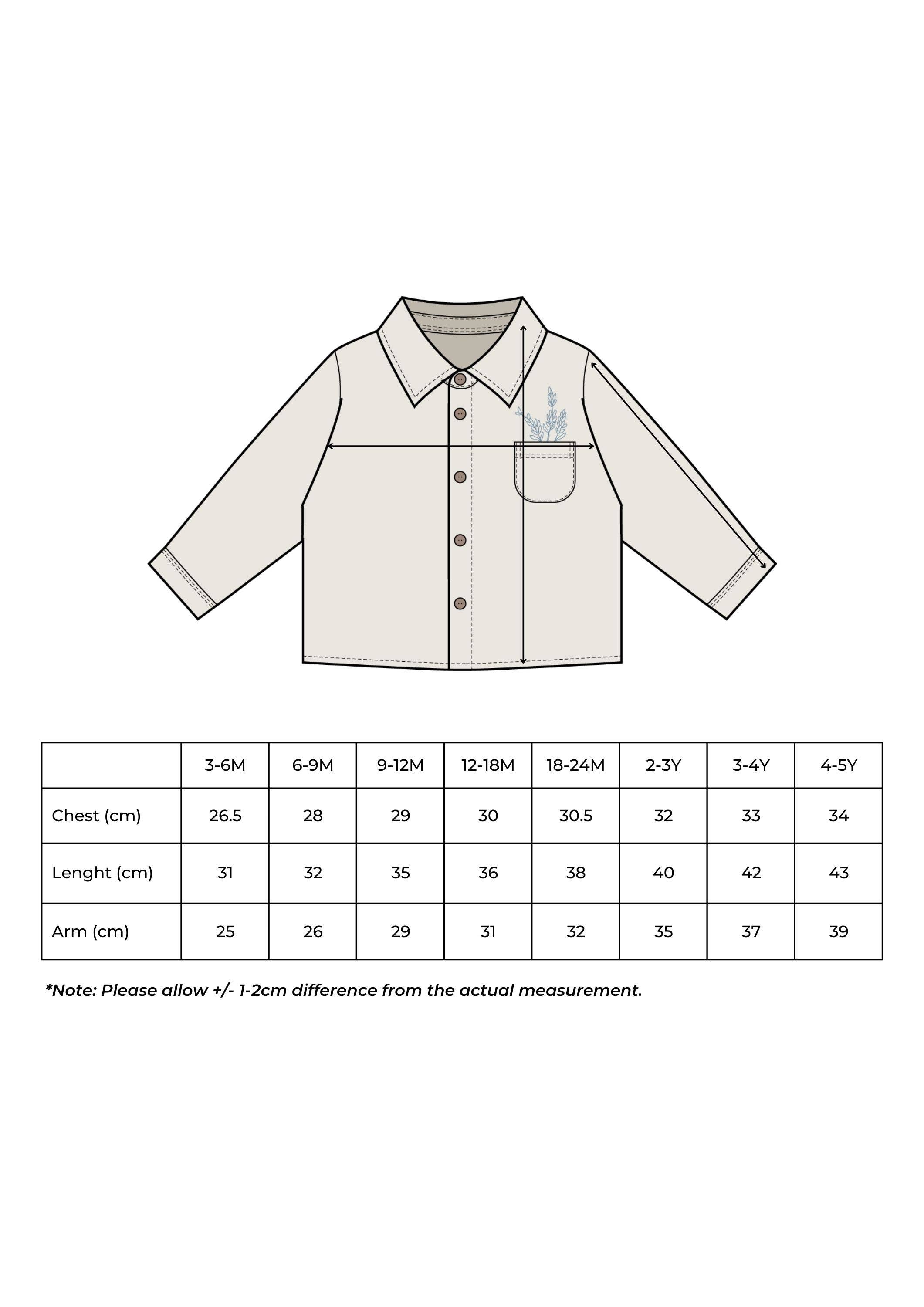 Eli & Nev (we cover U.S. import duties) - Vente Chemise à col boutonné – enfant - Chemise bébé/enfant brodée avec boutons en coton 100% OEKO-TEX6