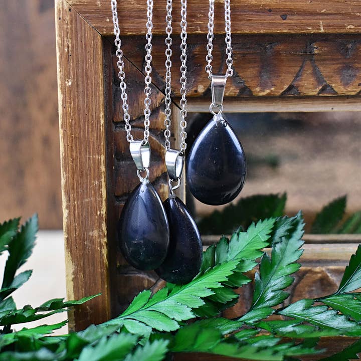 Silver Black Onyx Teardrop Necklace for wholesale by Ewelina Pas Jewelry