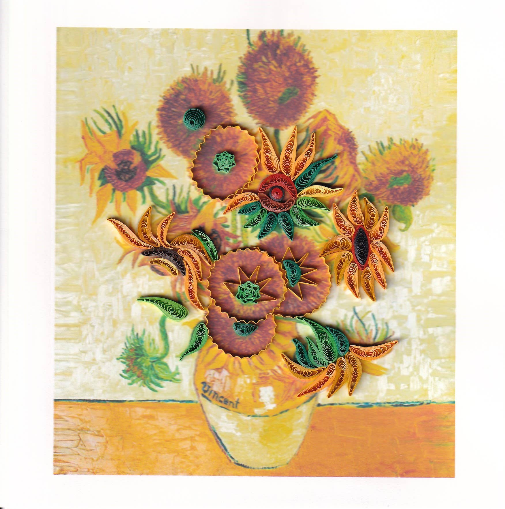 Blue Bird Cards - Wholesale Everyday Greeting Card - Van Gogh, Sunflowers Quilling Card1