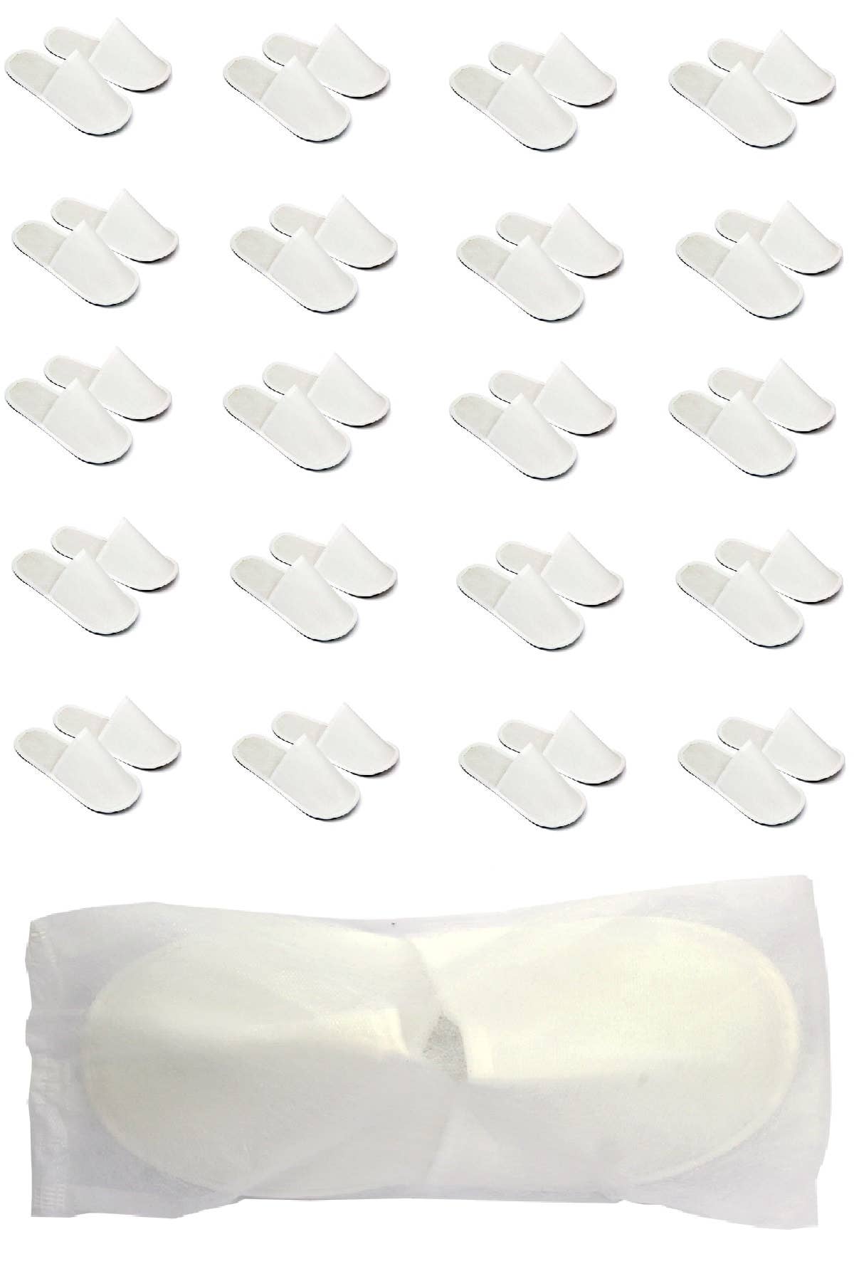 Supplyity - Vente Chaussons – unisexe - Chochili 20 paires de pantoufles jetables non tissées emballées en tissu pour invités de mariage Airbnb Spa Adulte Homme Femme Taille 10-11, Blanc1