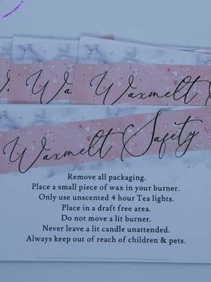 Waxmelt Safety Cards for wholesale by Simply Melt Supplies