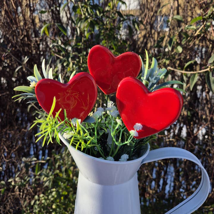 Ceramic Heart , Plant stake, ceramic heart on stem for wholesale by Pannonhem AB.