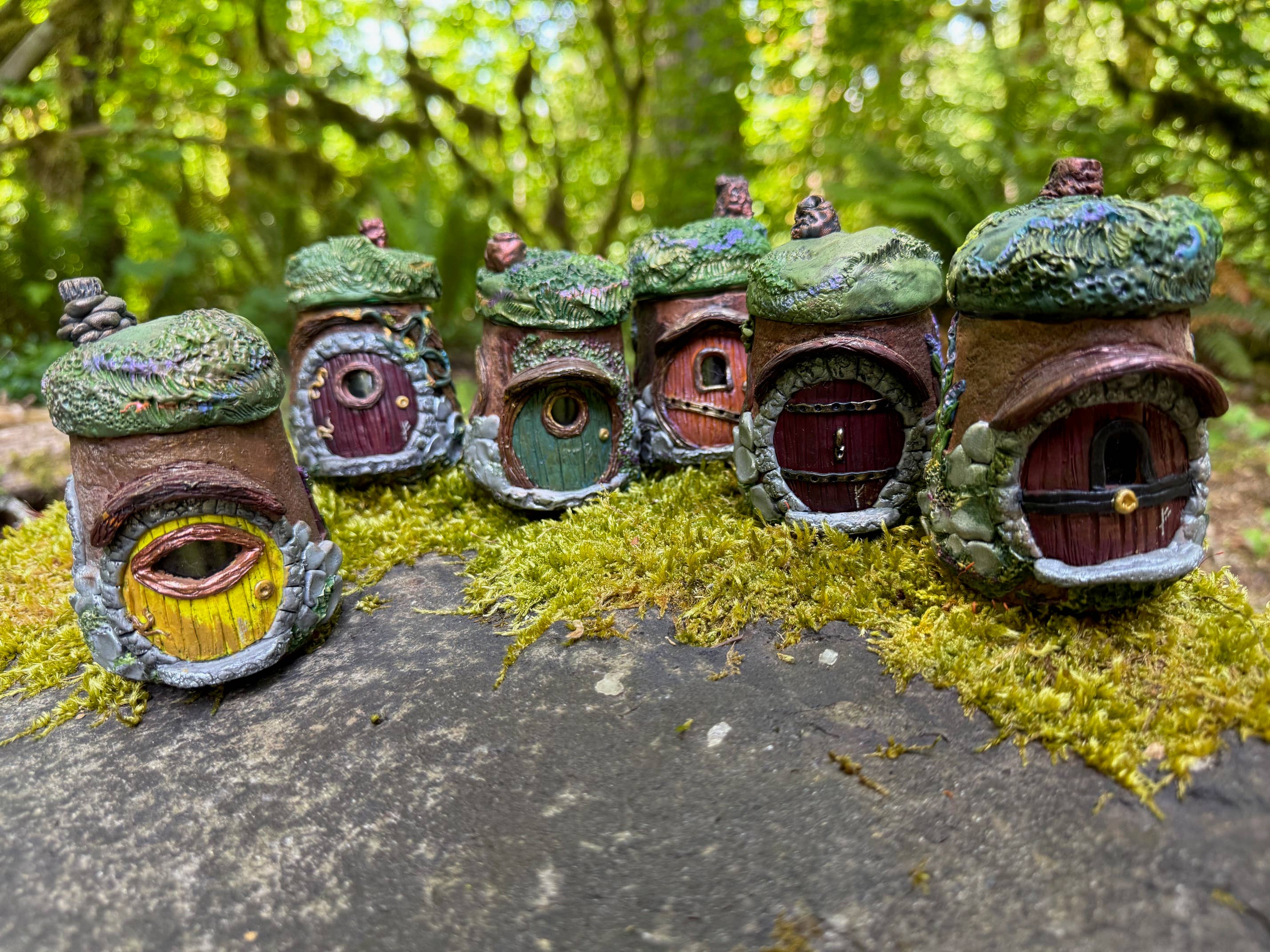 The Woodland Wandolier - Wholesale Decorative Jar - Hobbit House Jar Trio – Assorted Forest Doors