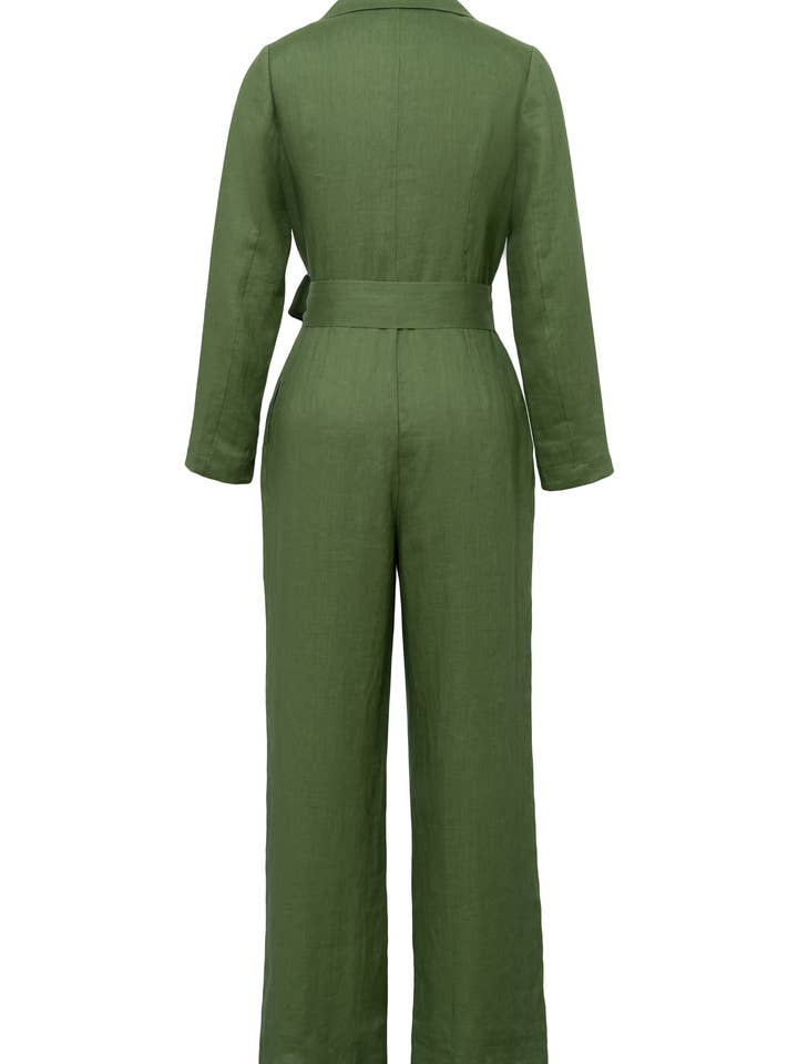 CHIC STAR - Venta al por mayor Peto - Mujer - Mono negro con cinturón de lino con un solo botón, talla grande, de Chic Star4