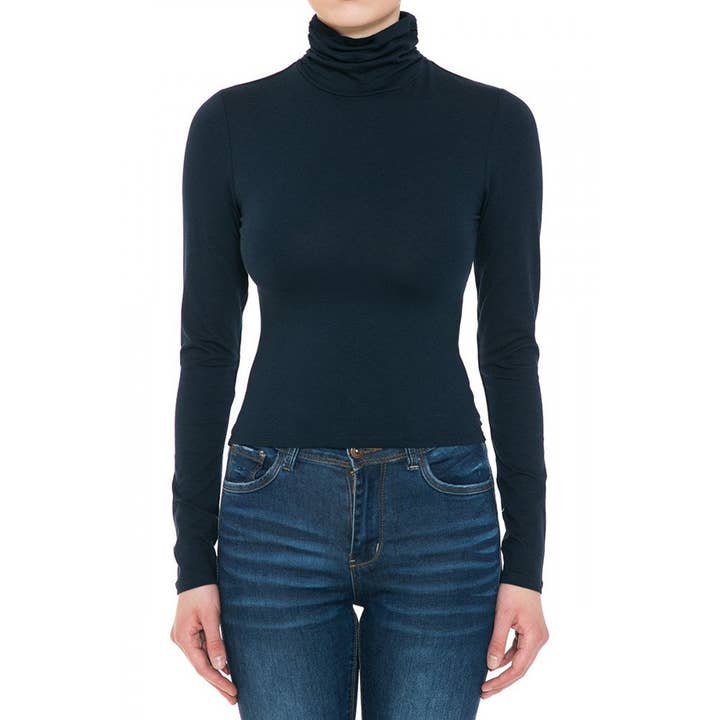 Timeless - Wholesale Knit Top - Women's - RUCHED TURTLE NECK CROP TOP