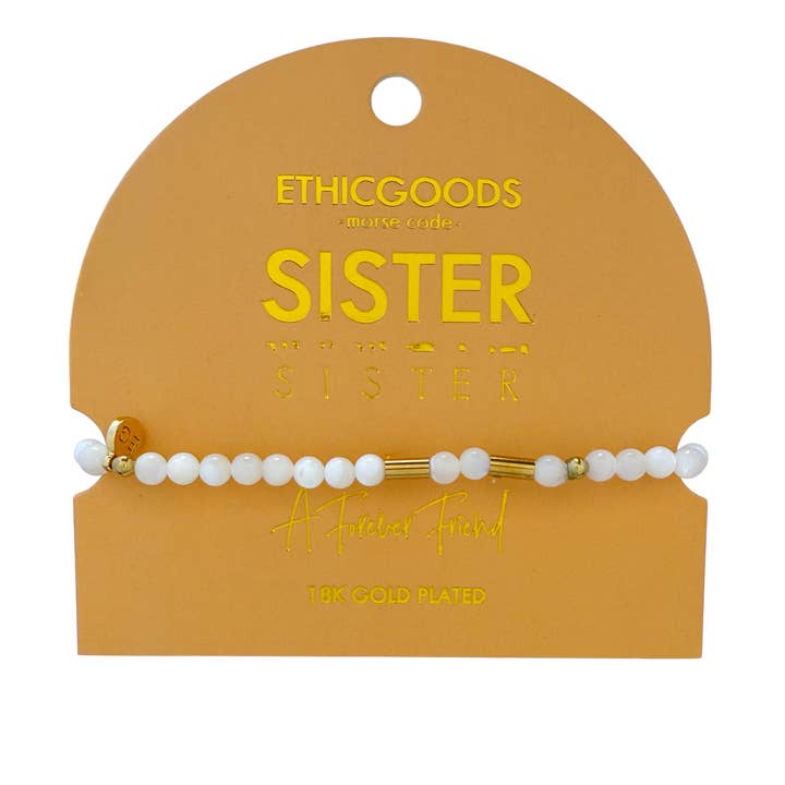 Morse Code Gold & Stone Beaded Bracelet | SISTER for wholesale by ETHICGOODS