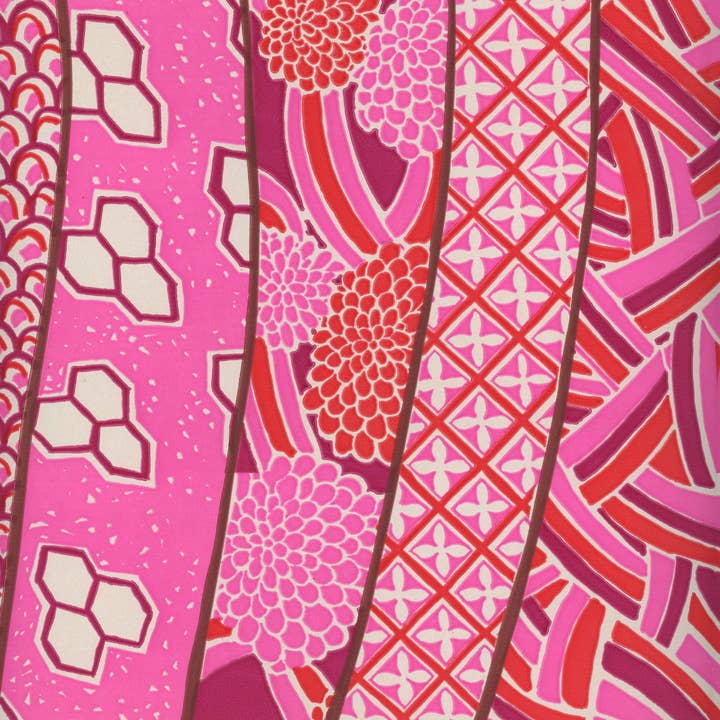 Carta Vintage Grafica a Strisce Rosa Zentangle per la vendita all'ingrosso da parte di Yozo Studio