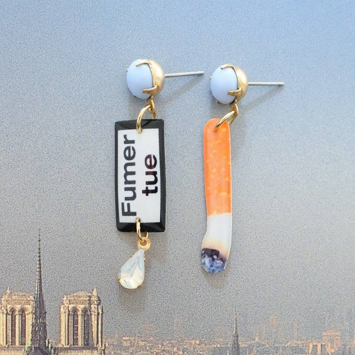 Haricot Vert - Wholesale Dangle Earrings - smoking kills dangle set1