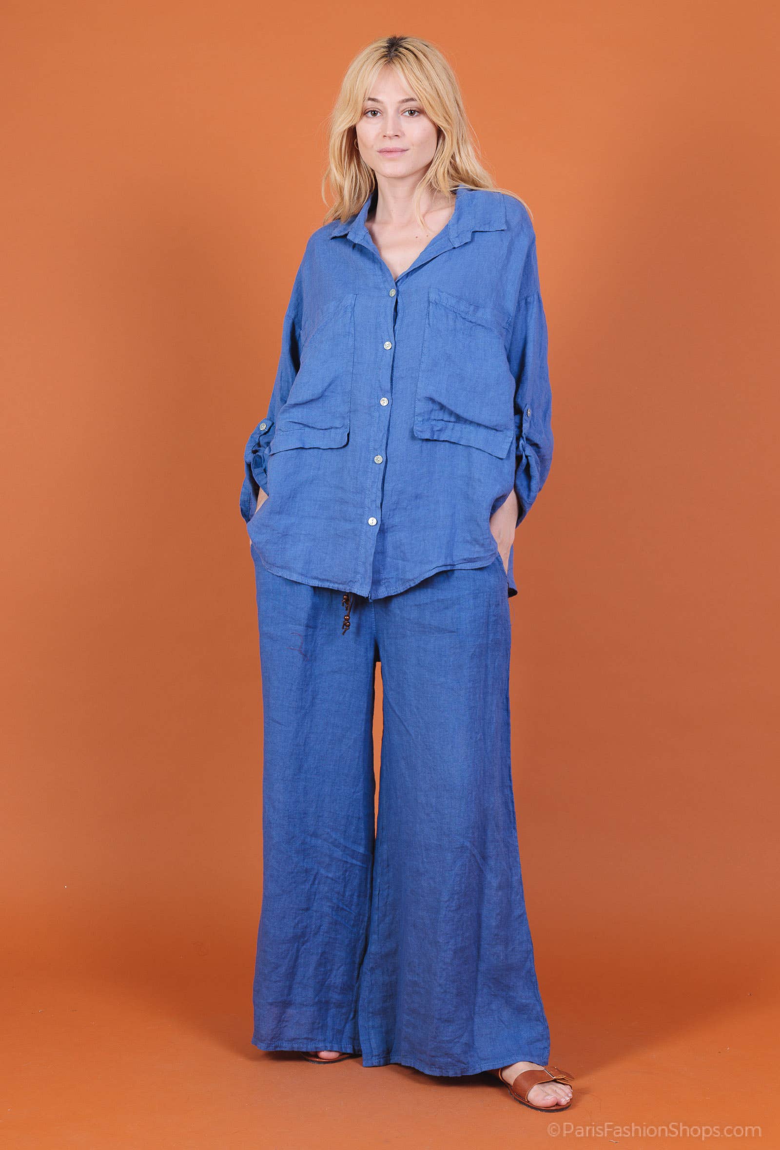 Shyloh - Wholesale Shirt - Women's - Linen shirt with 2 large pockets 158125