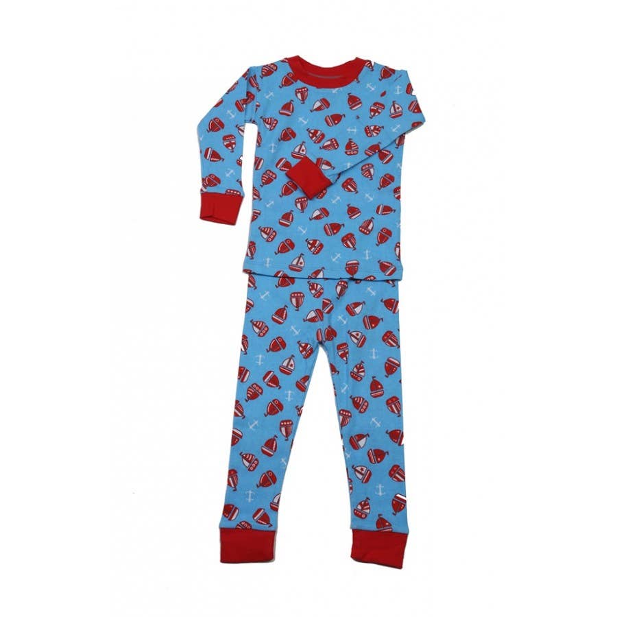 New Jammies - Wholesale Sleepwear Set - Kids - Sailboats Organic Cotton Pajamas Blue0