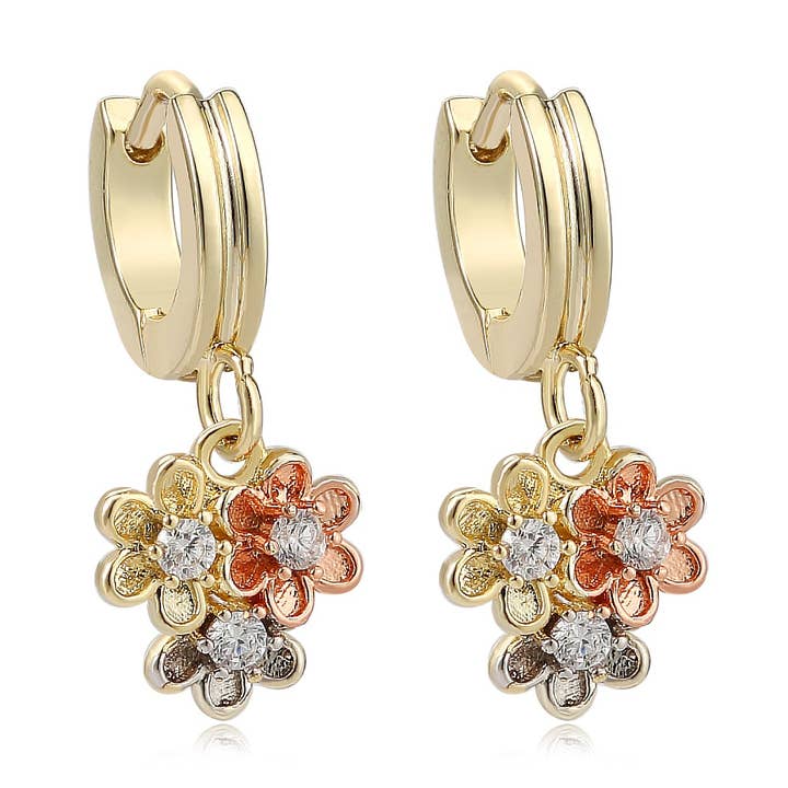 Trefärgad blomma Huggie Back för wholesale av The Tiny Gem