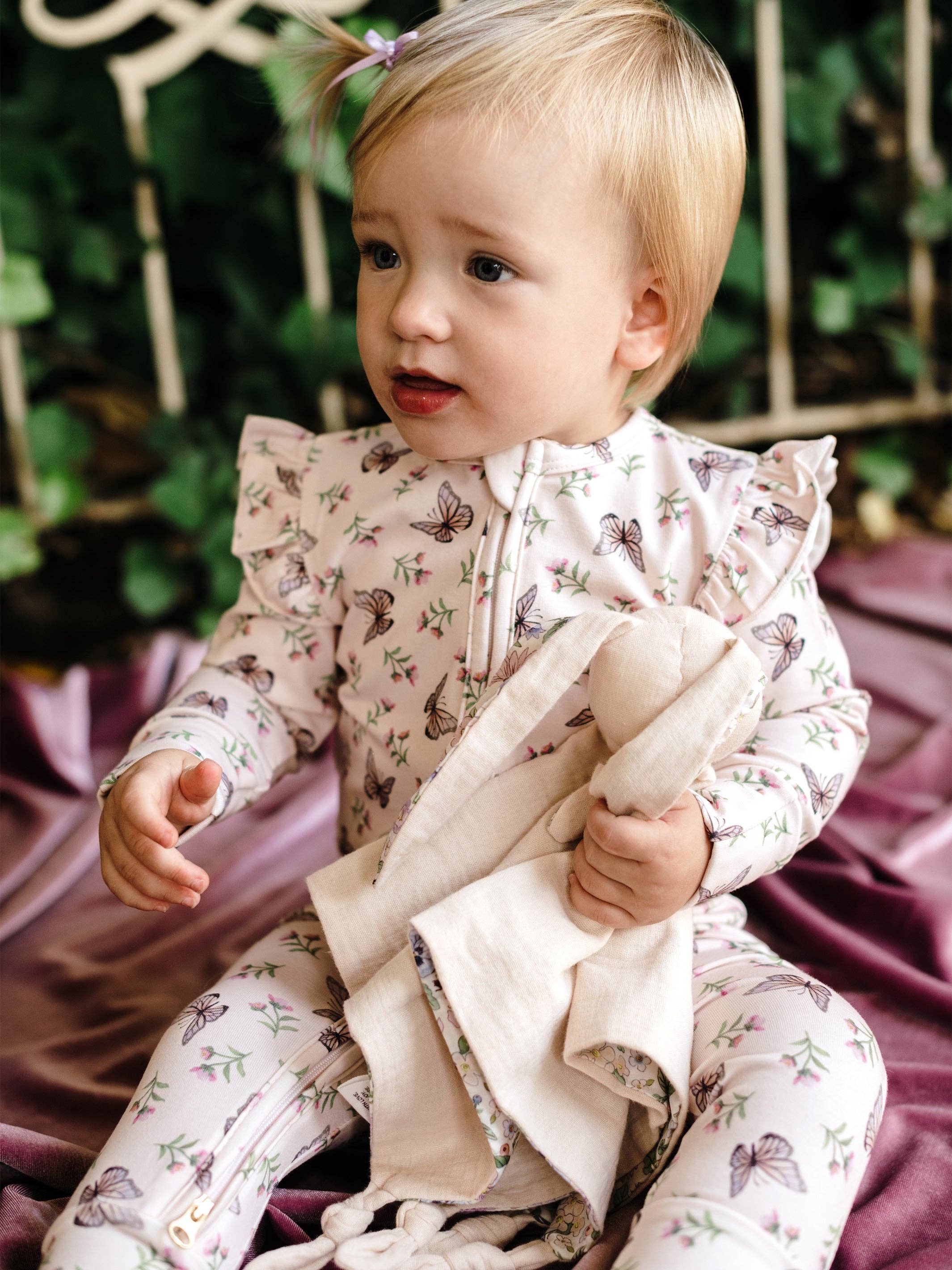Fleur Harris - Wholesale Jumpsuit - Baby - 'Dancing Butterflies' Precious Frill Coverall - Pearl1