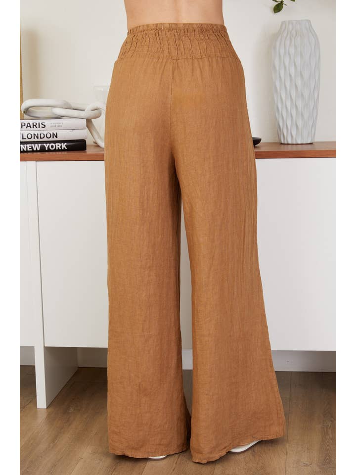 MILIO MILANO – Großhandel Hose – Damen – SOLIDE LEINENHOSE MIT GESMOKTEM BUND (255004-LINENPANTS)10