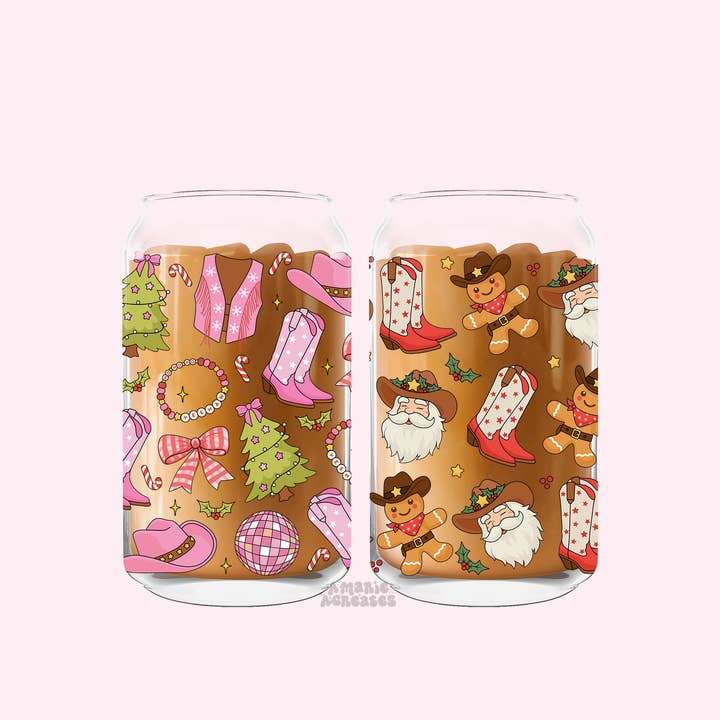 Cowgirl/Cowboy Glass Cup for wholesale by amarieacreates