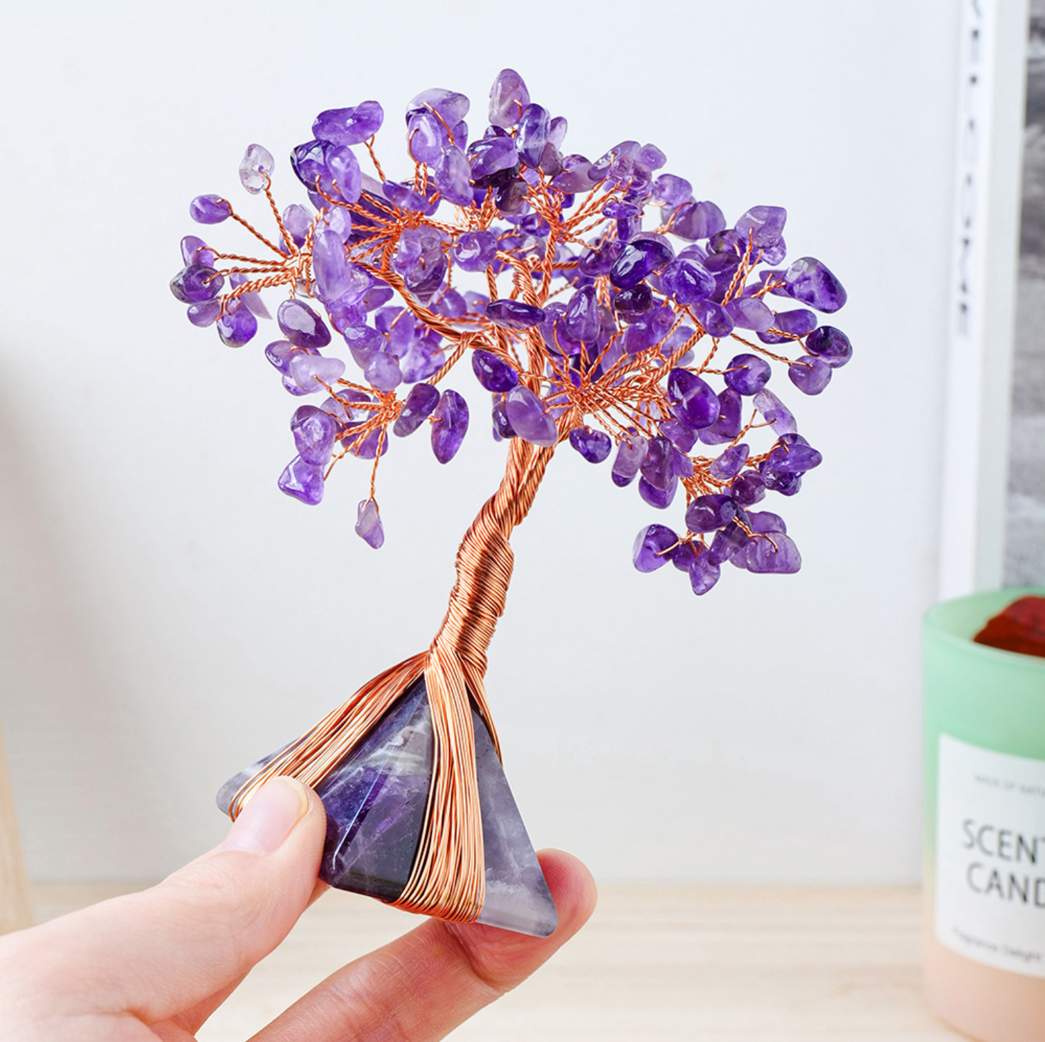 Crystolver (We Cover All Import Fees) - Vente Décorations de table - Sculpture Arbre de Vie sur base pyramide en cristal8