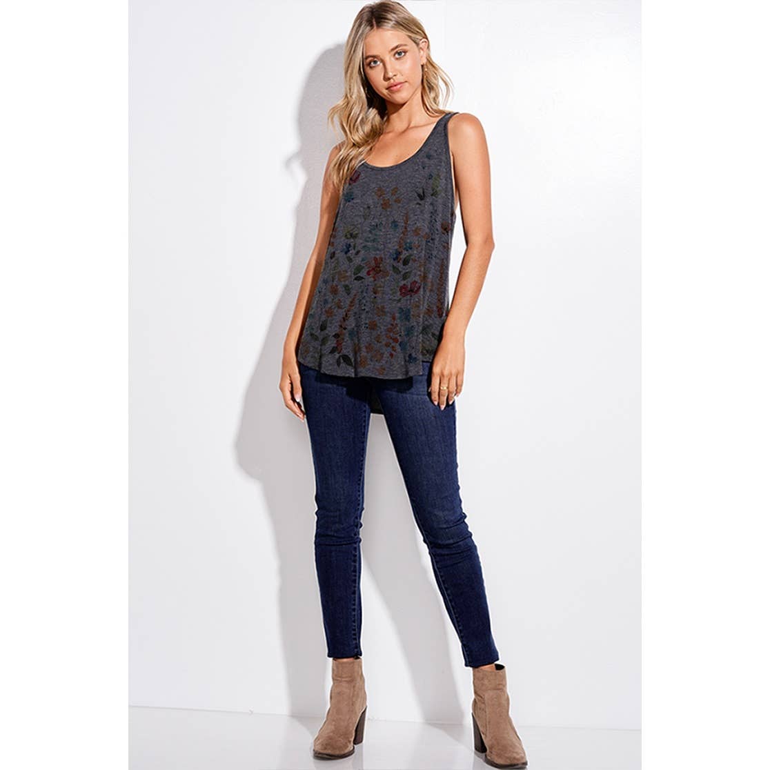 Phil Love – Tops – Mulher por atacado – Tampo do tanque de impressão floral1