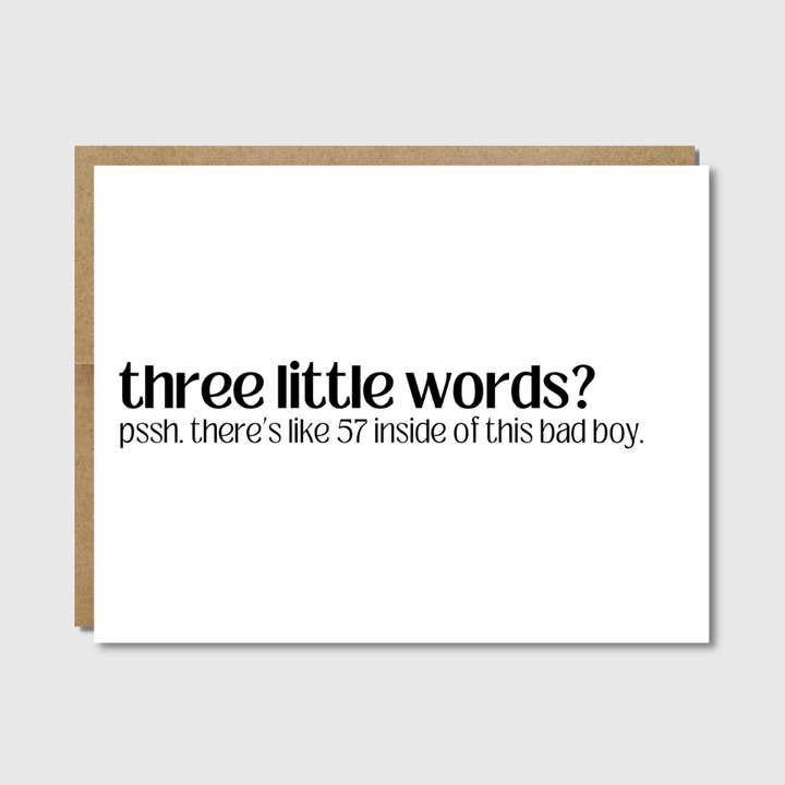 Sarkastisk Valentinsdagskort | Tre små ord? Pssh. for engroshandel hos Raisin Spirits