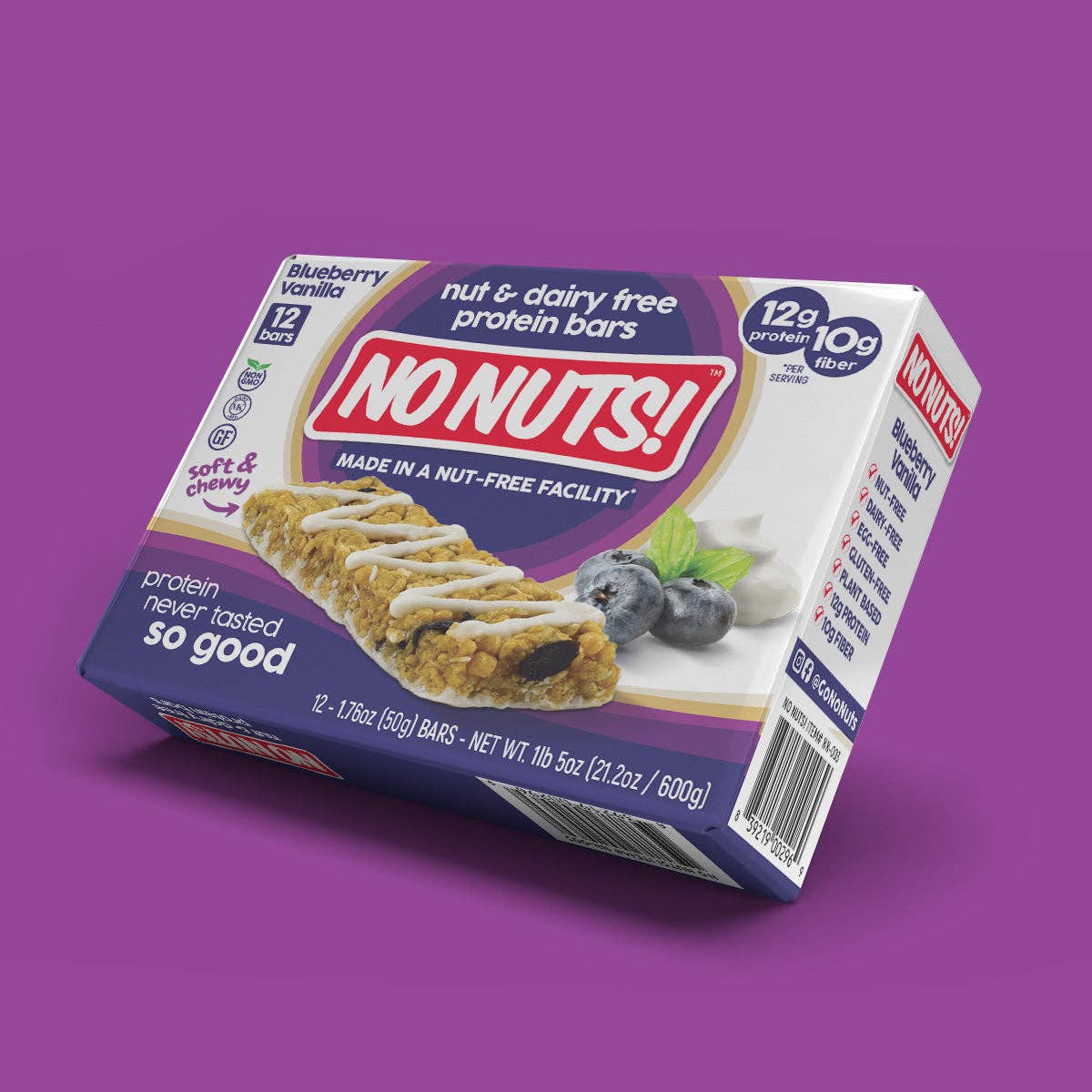 No Nuts! - Wholesale Snack Bar - Blueberry & Vanilla Snack Bars - 12 Bar Pack8