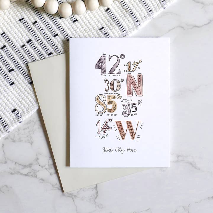 Sparks House Co. - Wholesale Everyday Greeting Card - Custom City Greeting Card - City Coordinates - Custom Order2