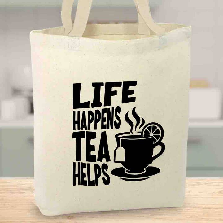 Livet sker, te hjælper lærredstaske, te-elskere for engroshandel hos Anna B. Shop