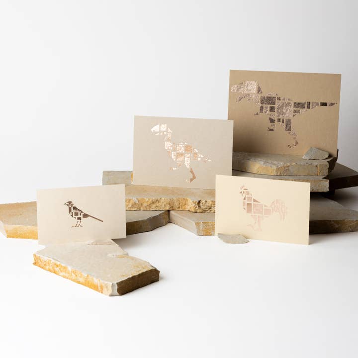 Lyserød-guld foliekort | Fugle er dinosaurer sæt for engroshandel hos Nandaka