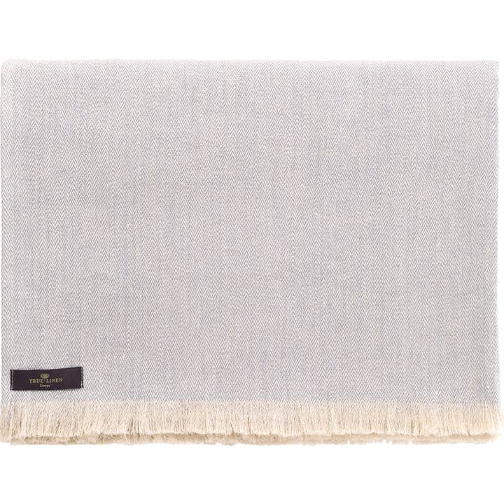 Herringbone Grey Linen Plaid for wholesale by True Linen