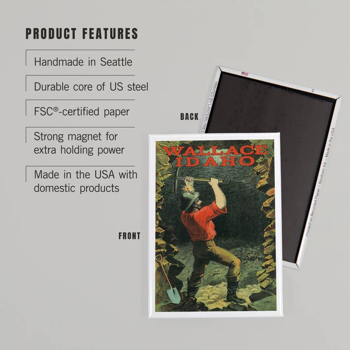 Lantern Press - Venta al por mayor Imanes - MAGNET Wallace, Idaho, minero2