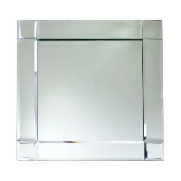 CLEAR MIRROR CHARGER FRAMED SQUARE 13"D for wholesale on Faire0