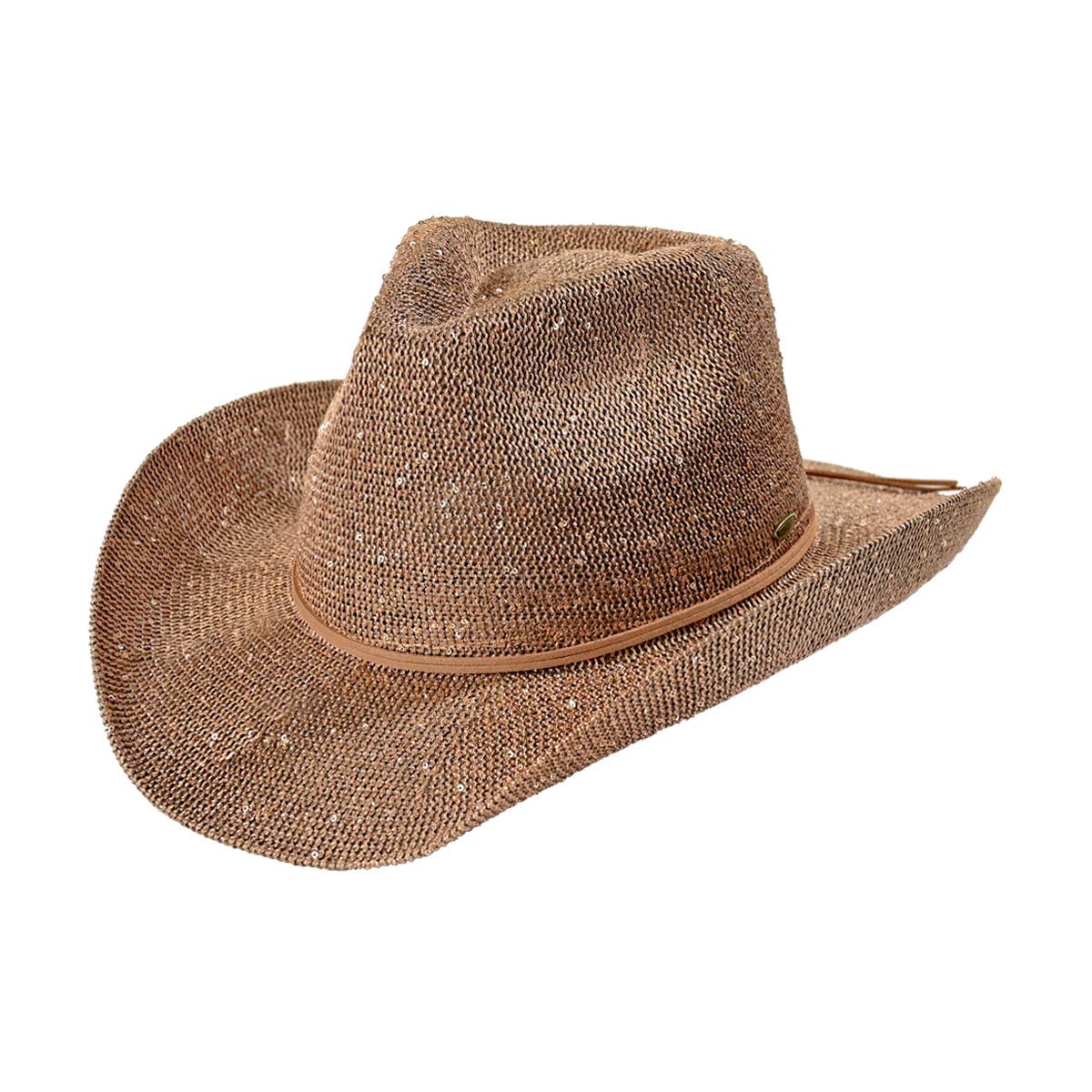Fashion City – wholesale Cowboyhatt - Dam – Paljett Cowboyhatt med mocka String9