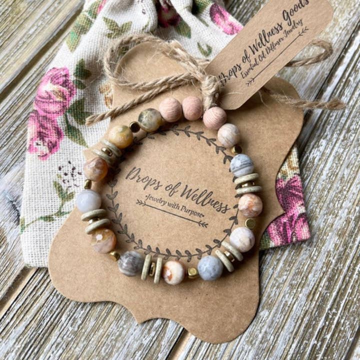 Drops of Wellness Goods - Wholesale Aromatherapy Bracelet - The Harper, Diffuser Bracelet, Aromatherapy Jewelry, Boho
