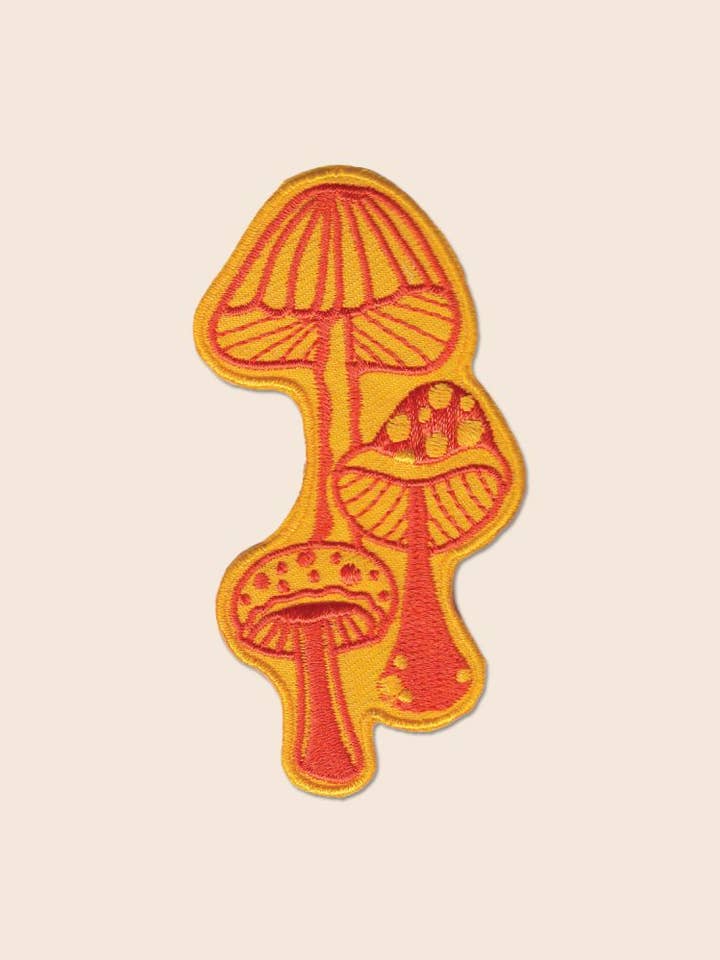 Retro Mushrooms Iron-On Patch - Embroidered Patches for wholesale by Soul Flower