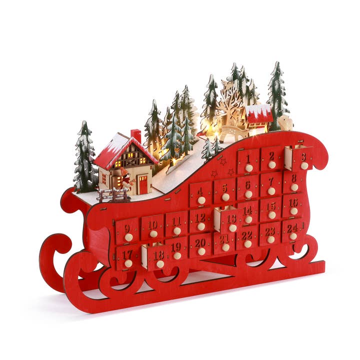 Lit Sleigh Advent Calendar for wholesale by DEMDACO