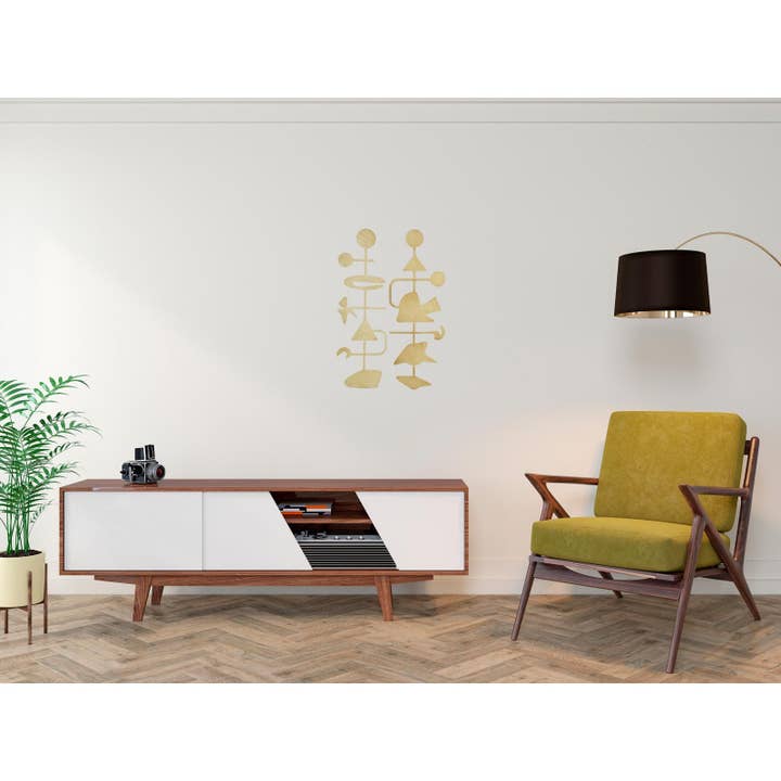 Mid Century Modern Abstract Wall Decor, Geometric Wood Art, Minimalist Stained Design for wholesale by Mercer Made