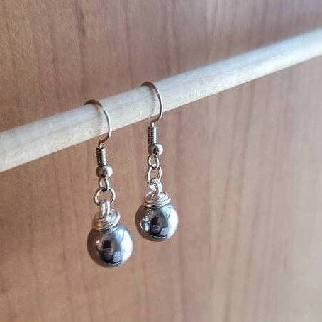 Handmade Simple Hematite Bead Dangle Drop Earrings for wholesale by Bead It Wear It Love It LLC